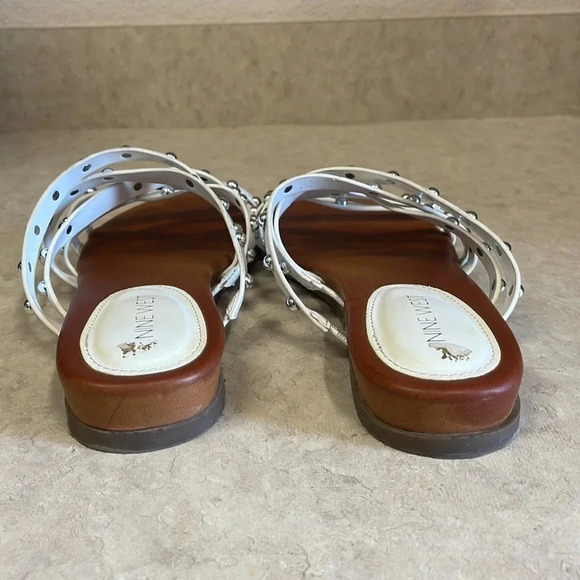Nine West White Studded Criss Cross FlatMule Sandals - Picture 9 of 9